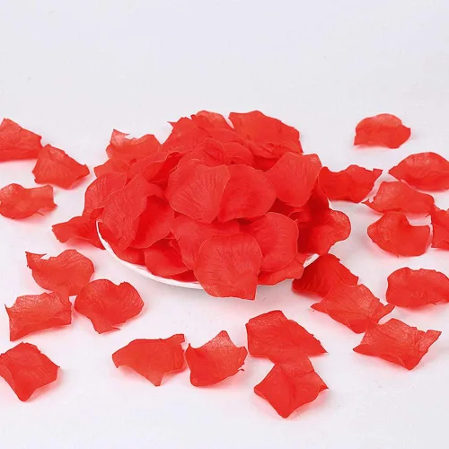 Vista 4 de 1200 pétalos de rosa artificiales de seda para decoración de flores en el hogar, fiesta, día de San Valentín, boda (rojo oscuro)