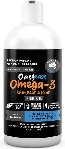 Vista 11 de Aceite de pescado 100% puro para perros y gatos (1,545 mg de Omega 3 por cucharadita) 8 oz. Cargado con EPA y DHA para articulaciones, piel