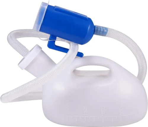 Vista 7 de Jarra reutilizable para orina masculina de 47.2 pulgadas de largo tubo con tapa, portátil grueso para hombre, 67.6 fl oz, para hospital, campamento