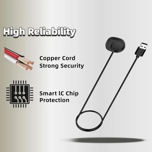 Vista 4 de Cable cargador USB compatible de 3.3 pies para Amazfit T-Rex 3 Balance 2 Helio Strap Estación de carga Dock