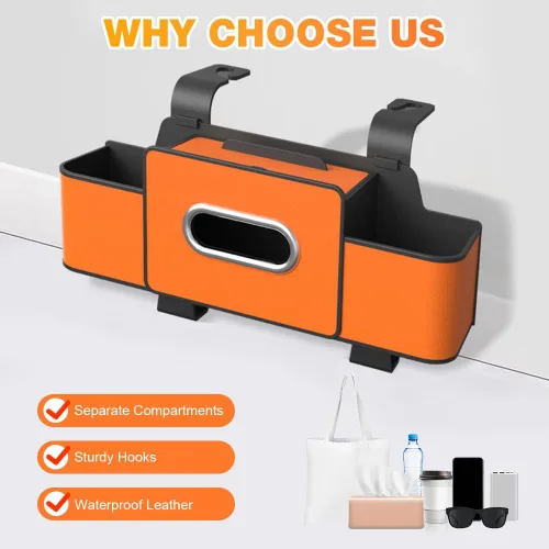 Vista 4 de PUSKIU Organizador y caja de almacenamiento para automóvil, organizadores de automóvil y caja de almacenamiento para asiento trasero, organizador