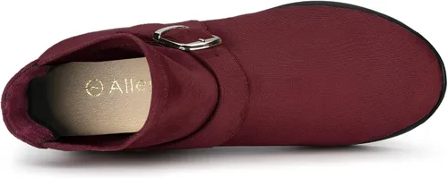 Vista 5 de Allegra K Botas de tobillo con plataforma y puntera redonda para mujer