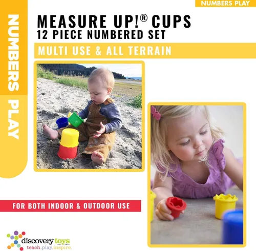 Vista 3 de Discovery Toys Tazas Measure UP! Juego educativo de apilamiento y anidación de 12 piezas numeradas Aprendizaje impulsado por niños Juguete