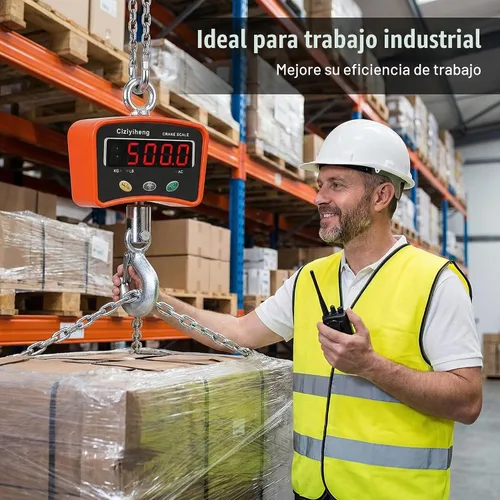 Vista 5 de Báscula colgante digital para grúa industrial con sensor de precisión adecuada para pesaje de granja (500 kg/1100 lb)