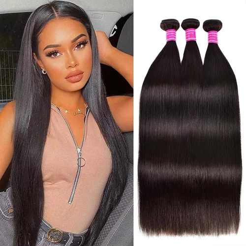 Vista 9 de Extensiones de cabello humano lacio 10A 100% sin procesar, cabello virgen brasileño, lacio, 3 paquetes de 16, 18, 20 pulgadas, extensiones