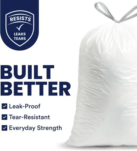 Vista 8 de Plasticplace Bolsas de basura de 5 galones – Forro blanco para bolsas de basura con cordón, 19 x 25 pulgadas (100 unidades) – Duraderas, a prueba