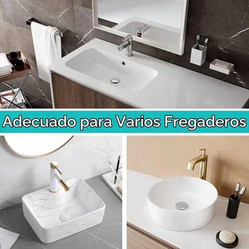 Vista 2 de Tapón para lavabo, colador de desagüe para lavabo de baño con colector de pelo, para orificio de desagüe de 1.04''~1.97'', cubierta de desagüe Cromo