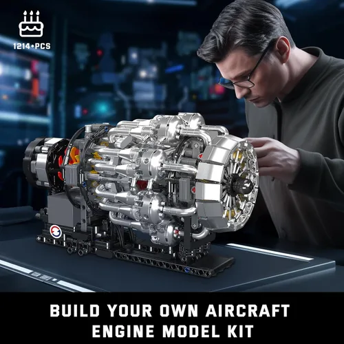 Vista 10 de Mould King 10216 Conjuntos de Construcción de Motor Turborreactor, Kit de Modelo de Motor de Avión Mecánico de Aviación Que Funciona, Construye Tu