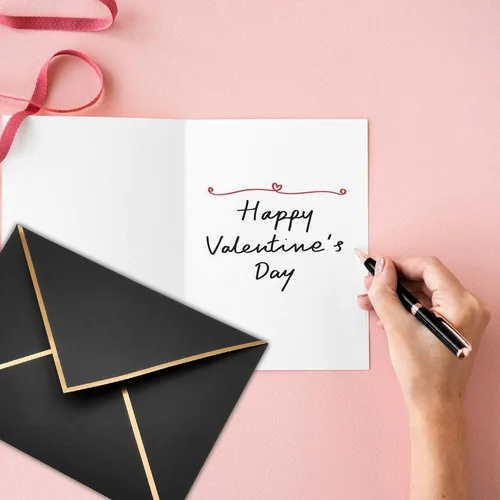 Vista 5 de Paquete de 50 sobres autoadhesivos de 4 x 6 pulgadas, sobres negros de 4 x 6 pulgadas para invitaciones con sobres autoadhesivos A6 para bodas