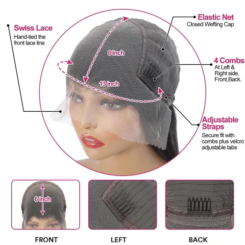 Vista 6 de Ablyea 76 cm 13x6 Pelucas de cabello humano con onda corporal y encaje frontal prearrancadas HD, pelucas de encaje frontal transparentes y frontales
