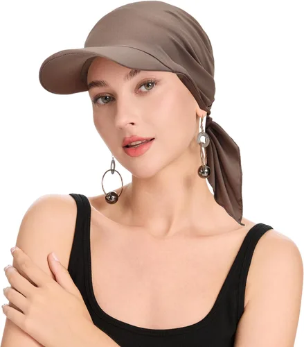 Vista 3 de ZLYC Gorro de quimioterapia de verano para mujer marrón (Plain Brown)