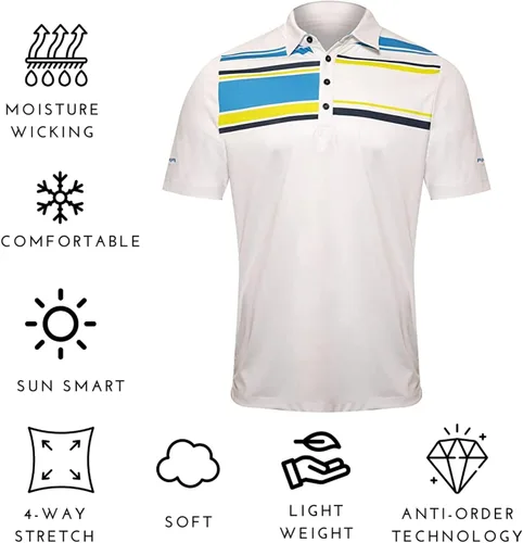 Vista 4 de Pin High Camisa polo de golf de rendimiento para hombre, camisa de golf de ajuste moderno, polo de manga corta de ajuste seco