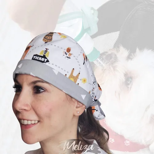 Vista 4 de Meliza Gorra de trabajo hecha de 100 % algodón, ajustable, sombrero de amarre para mujeres y hombres