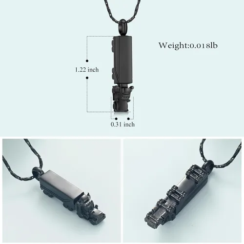 Vista 2 de Imrsanl Collar de urna para cenizas para hombres adultos de acero inoxidable con diseño de camión de 18 ruedas, joyería de cremación, colgante