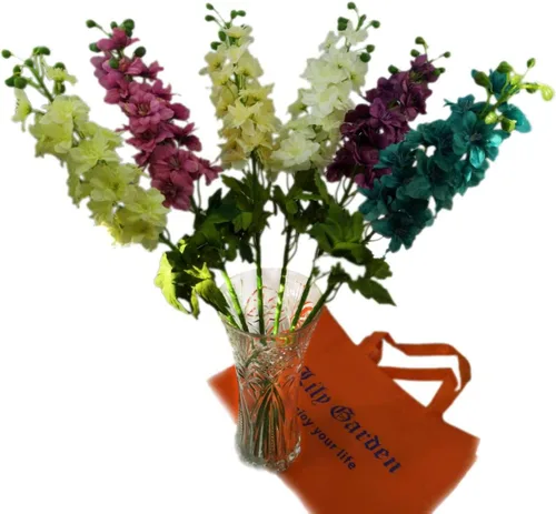 Vista 6 de 6 tallos de 31" Delphinium Ajacis flores artificiales de seda (azul)