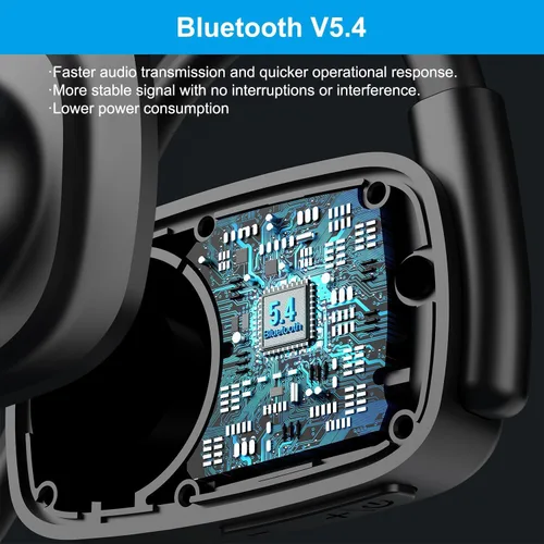 Vista 5 de Auriculares Bluetooth, auriculares inalámbricos Bluetooth V5.4 con micrófono de cancelación de ruido, 12H de reproducción, controlador de diafragma