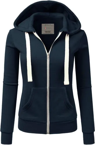 Vista 2 de DOUBLJU - Chaqueta ligera y delgada con capucha y cierre de cremallera para mujer, disponible en talla extragrande