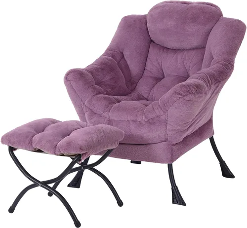 Vista 10 de Silla perezosa moderna con otomana, cómoda silla de lectura para sala de estar