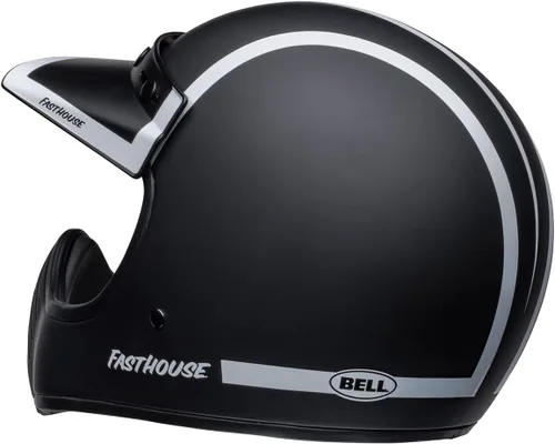 Vista 5 de Bell Moto-3 FH Old Road - Casco de motocicleta unisex para adultos, color negro mate/blanco brillante/blanco, M