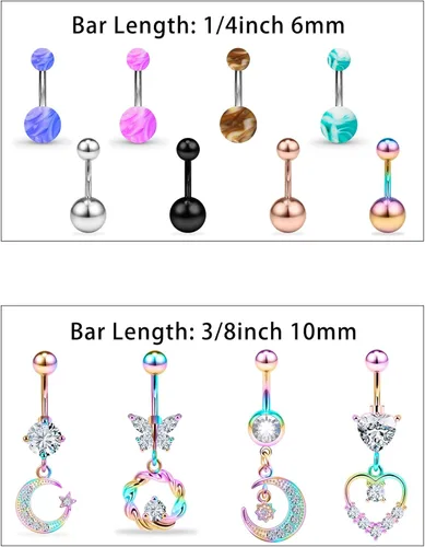 Vista 2 de Goerhsjie Piercing para ombligo, anillos para ombligo, anillos para ombligo, anillos para ombligo, anillo para ombligo, anillo para ombligo, anillo