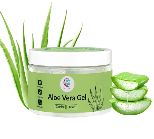 Vista 2 de Gel de aloe vera de 12 onzas, gel de aloe puro y natural calmante para la cara, la piel, el cuero cabelludo y el cabello – Hidratante diario