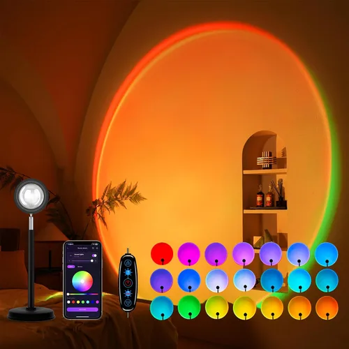 Vista 9 de Tsrarey Proyector de Lámpara de Puesta de Sol, Luz de Proyección de Sol con Rotación de 180 Grados, Lámpara de Pie LED para Noche con Puerto USB