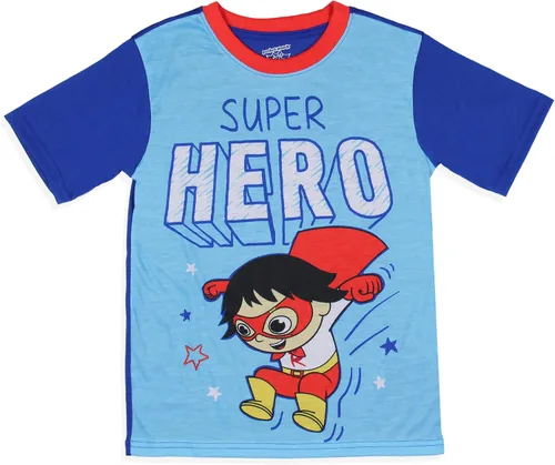 Vista 2 de Ryan's World Pajamas Boys' Super Hero Shirt and Plush Pants Kids Pajama Set