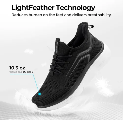 Vista 3 de FitVille Zapatos anchos para caminar para hombre, zapatillas atléticas, zapatos ligeros de entrenamiento sin cordones para pies planos - Cloud
