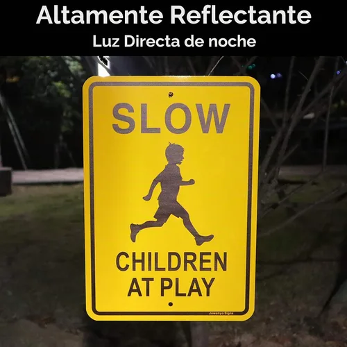 Vista 5 de Letrero de "Slow Down Children at Play", 17 x 12 pulgadas, aluminio reflectante, protección UV, resistente a la intemperie, impermeable, tinta