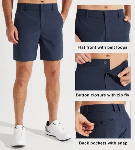 Vista 3 de Libin Pantalones cortos de golf para hombre de 7 pulgadas y 9 pulgadas, pantalones cortos de vestir de trabajo, pantalones cortos híbridos casuales