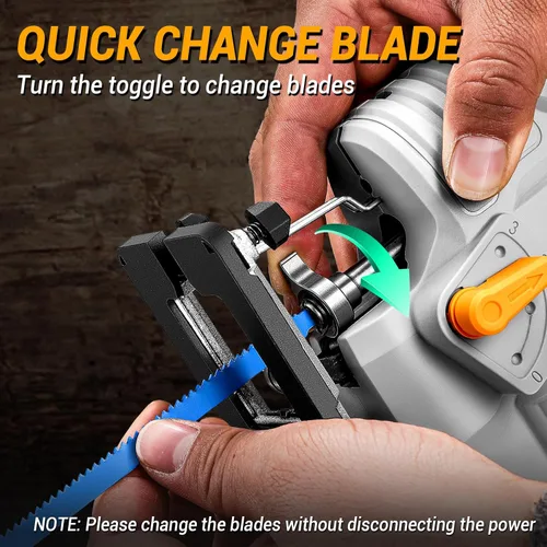 Vista 5 de Sierra de calar inalámbrica eléctrica: DEKOPRO 20V de potencia con luz LED, velocidad variable de 800-3000 RPM, longitud de carrera de 7/8 pulgadas