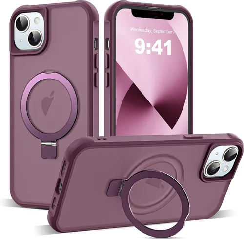 Vista 46 de SKYLMW - Funda compatible con iPhone 11 de 6.1 pulgadas, con soporte magnético invisible tipo anillo, funda translúcida de grado militar, compatible