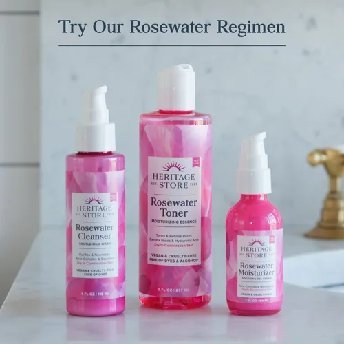 Vista 6 de HERITAGE STORE Hidratante facial de agua de rosas, gel hidratante calmante con complejo de rosas, niacinamida y ácido hialurónico, cuidado