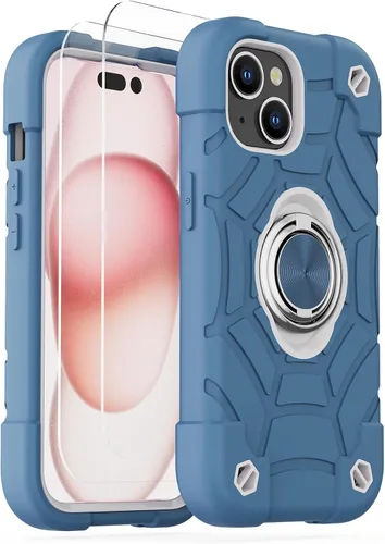 Vista 54 de KCJ Funda para iPhone SE 2022/2020, iPhone 8/7/6/6S, con [2×Protectores de Pantalla][Soporte de Anillo] Silicona Suave+PC Duro Protección Completa