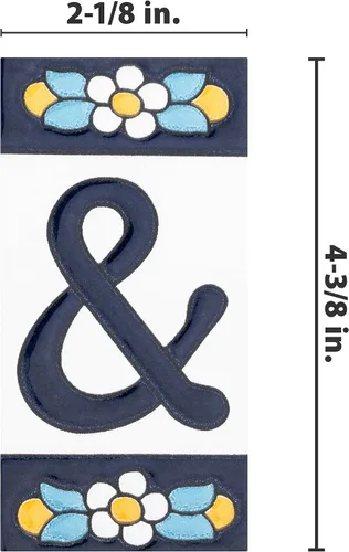 Vista 4 de Sevillano Flora Address Accents Ampersand - Azulejo de cerámica para pared, 2-1/8" x 4-3/8