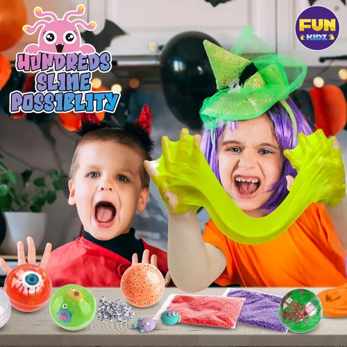Vista 5 de Kit de slime de monstruo de Halloween para niñas de 6 a 12 años, kit de fabricación de slime FunKidz que brilla en la oscuridad para niños, haz