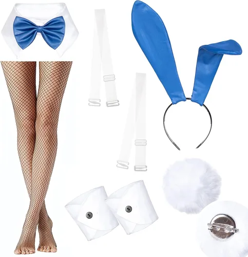 Vista 5 de Disfraz de conejito para mujer, traje de anime de Senpai, conjunto de medias de una pieza