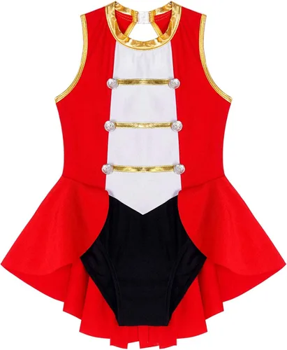 Vista 3 de Loloda Disfraz de maestro de anillo de circo para niños y niñas vestido de baile de carnaval leotardo