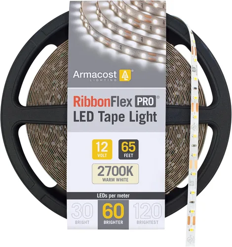 Vista 44 de Armacost Lighting RibbonFlex Pro 133210 - Tira de luces LED blancas de 12 V, 120 LED/m, 2700K, 8.2 pies