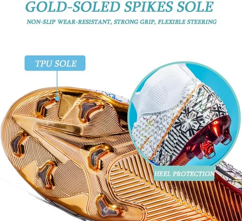 Vista 6 de Zapatos de fútbol para hombre FGAG con cordones, zapatos de fútbol para adultos, atléticos al aire libre, firmes, para césped