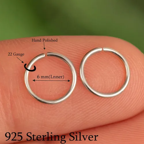 Vista 138 de Aretes de aro de oro de plata – Aretes de aro para mujer, dos piezas de aros de plata fina rellenos de oro, aro de hélice, anillo de tragus, aro