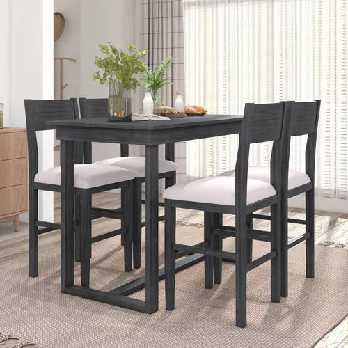 Vista 9 de Harper & Bright Designs Juego de mesa de comedor de 5 piezas con mesa de comedor rectangular y 4 sillas de comedor, juego de muebles de cocina