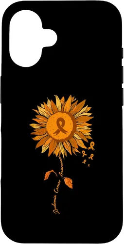 Vista 32 de Funda para iPhone 17 con cinta naranja y girasol de conciencia sobre la leucemia