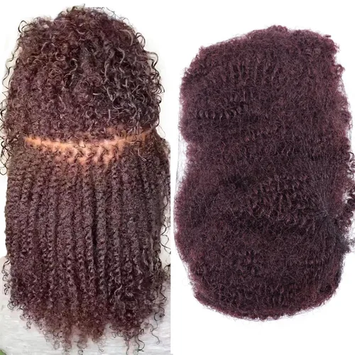 Vista 9 de HAPPY&CC Afro Kinkys - Extensiones de cabello humano a granel para extensiones de rastas de 10 pulgadas, 1.76 onzas, #4, color marrón degradado a