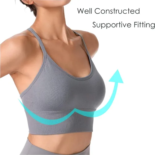 Vista 4 de Evercute Racerback Sports Bras Padded Y Racer Back Cropped Bras for Yoga Workout Fitness Low Impact