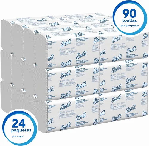 Vista 2 de Scott Professional Pro Slimfold - Toallas de papel plegadas, a granel (04442), bolsillos de absorción, color blanco, para dispensadores