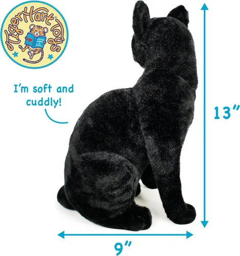 Vista 3 de TigerHart Boone, el gato negro, animal de peluche relleno de 13 pulgadas