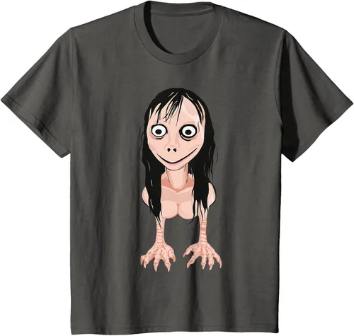 Vista 16 de Momo T Shirt - Camiseta de cara espeluznante - Camiseta de Halloween Momo, Negro, S