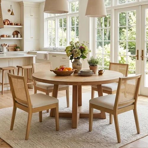 Vista 13 de HNY Juego de 2 sillas de comedor de ratán estilo granja, marco de madera maciza negra, asiento tapizado de lino, sillas de comedor ergonómicas