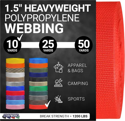 Vista 13 de Strapworks Heavyweight Polypropylene Webbing - Heavy Duty Poly Strapping for Outdoor DIY Gear Repair, 1.5 Inches